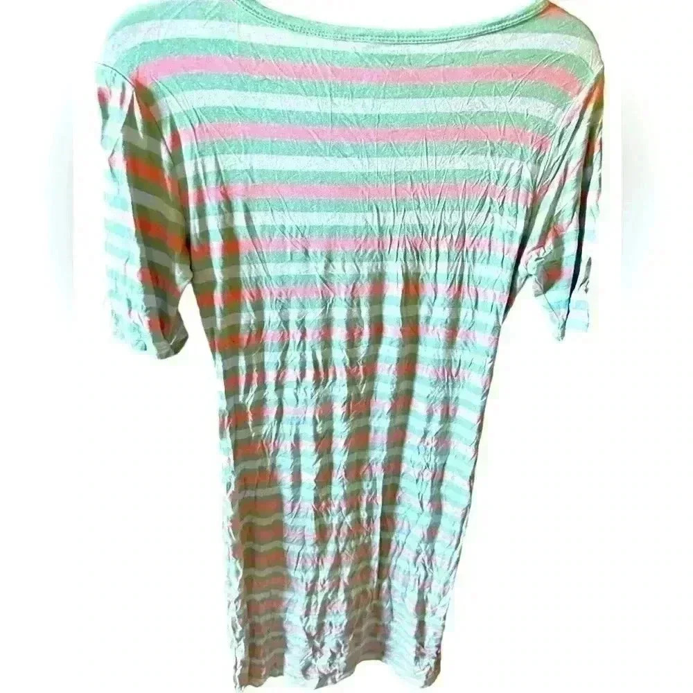 Lularoe small mint & pink, and white striped Julia pencil dress in stretchy knit